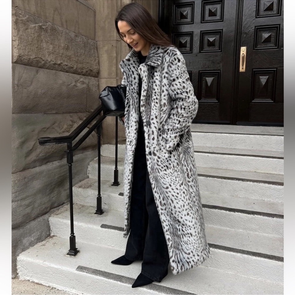 ZARA FAUX FUR ANIMAL PRINT COAT